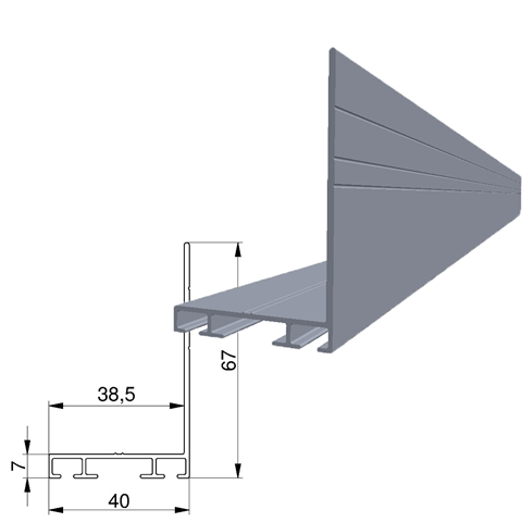 L-profiel zonder lip voor 40 - 42 mm panelen